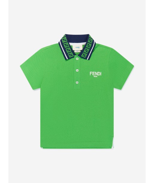 Fendi Boys Logo Polo Shirt in Green chez Cornerstreet bien 