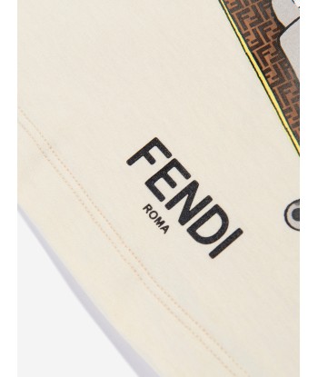 Fendi Boys Graphic Print T-Shirt in Beige solde