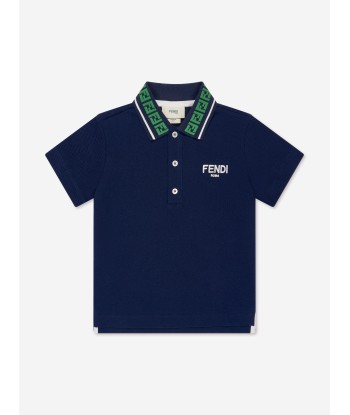 Fendi Boys FF Logo Polo Shirt in Navy ouvre sa boutique