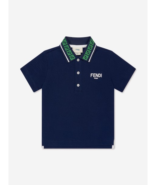 Fendi Boys FF Logo Polo Shirt in Navy ouvre sa boutique