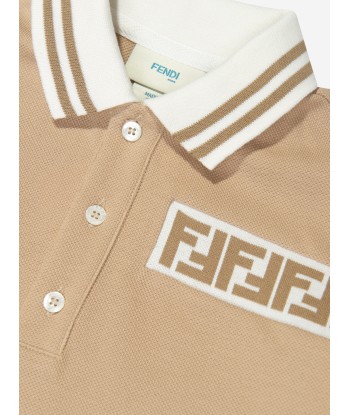 Fendi Boys FF Logo Polo Shirt in Beige basket pas cher