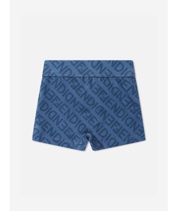 Fendi Boys FF Logo Swim Shorts in Blue store