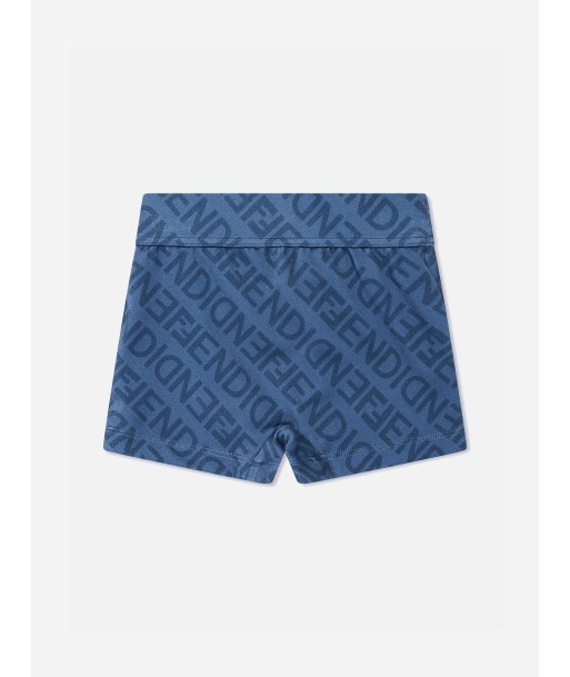 Fendi Boys FF Logo Swim Shorts in Blue store