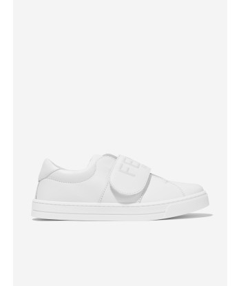 Fendi Kids Leather Logo Trainers in White 2023