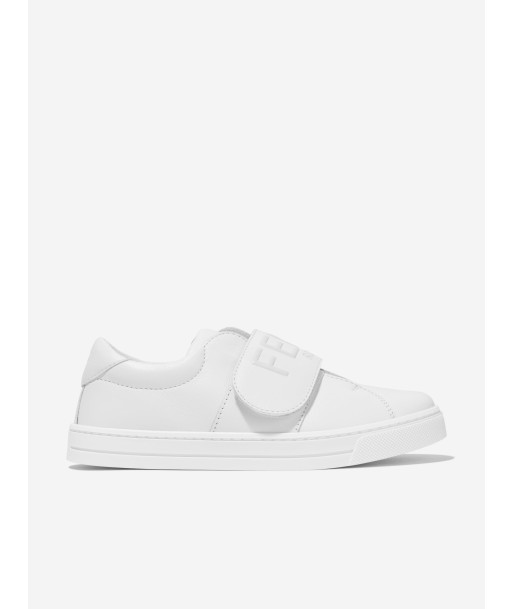 Fendi Kids Leather Logo Trainers in White 2023