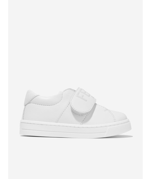 Fendi Kids Leather Logo Trainers in White vente chaude votre 