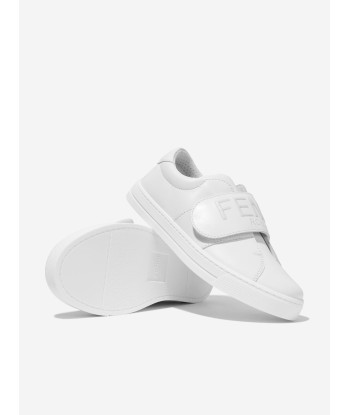 Fendi Kids Leather Logo Trainers in White 2023