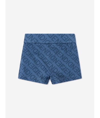 Fendi Boys FF Logo Swim Shorts in Blue store