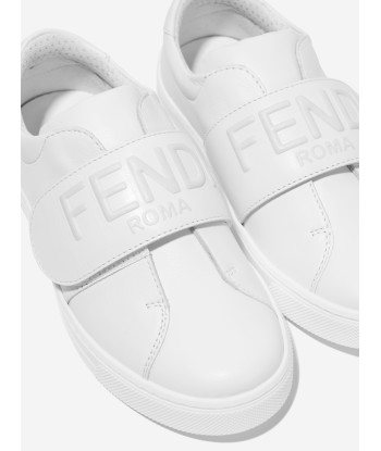 Fendi Kids Leather Logo Trainers in White 2023