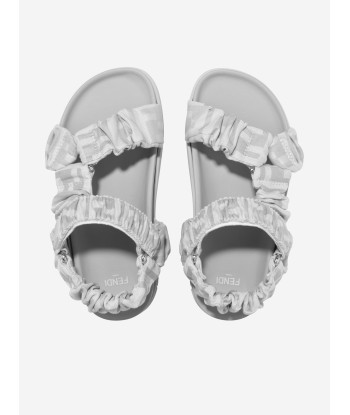 Fendi Kids FF Logo Sandals in Grey les ctes