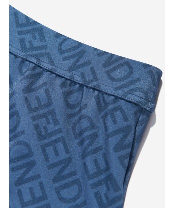 Fendi Boys FF Logo Swim Shorts in Blue store