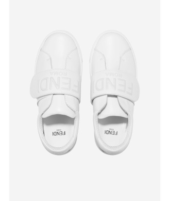 Fendi Kids Leather Logo Trainers in White 2023