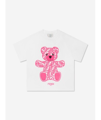 Fendi Girls Bear T-Shirt in White Les magasins à Paris