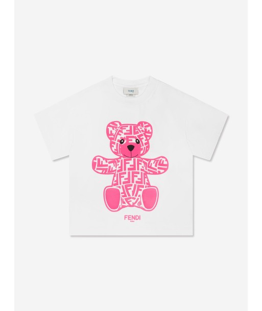 Fendi Girls Bear T-Shirt in White Les magasins à Paris