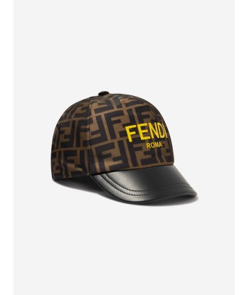 Fendi Kids FF Logo Cap in Brown en linge