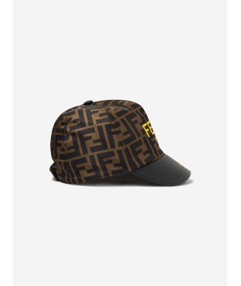 Fendi Kids FF Logo Cap in Brown en linge