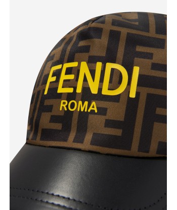 Fendi Kids FF Logo Cap in Brown en linge