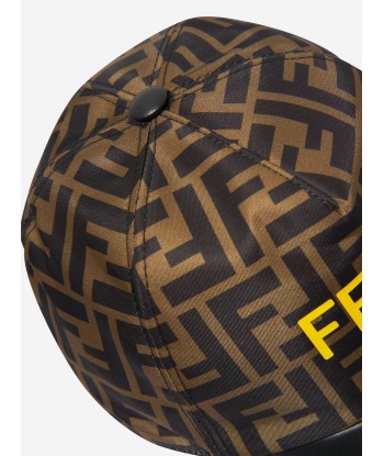 Fendi Kids FF Logo Cap in Brown en linge