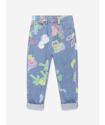 Billieblush Girls Illustrated Mom Fit Jeans in Blue store