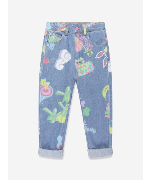 Billieblush Girls Illustrated Mom Fit Jeans in Blue store