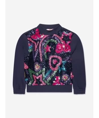 Billieblush Girls Sequins Sweatshirt in Navy le concept de la Pate a emporter 