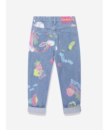 Billieblush Girls Illustrated Mom Fit Jeans in Blue store