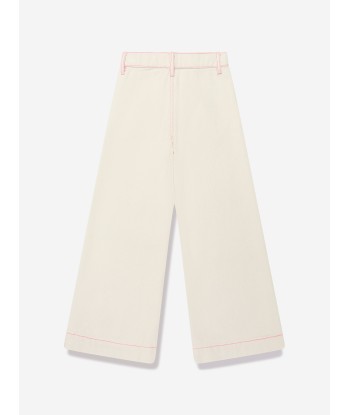 Billieblush Girls Flared Denim Trousers in Beige en stock