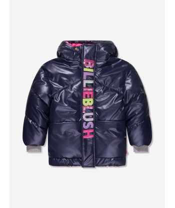 Billieblush Girls Logo Puffer Jacket in Navy la colonne vertébrale