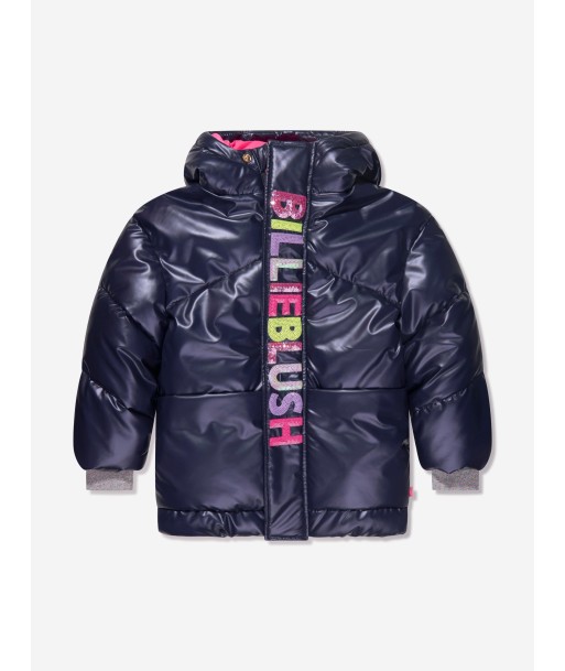 Billieblush Girls Logo Puffer Jacket in Navy la colonne vertébrale