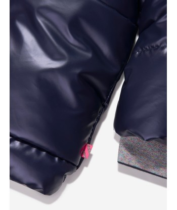 Billieblush Girls Logo Puffer Jacket in Navy la colonne vertébrale