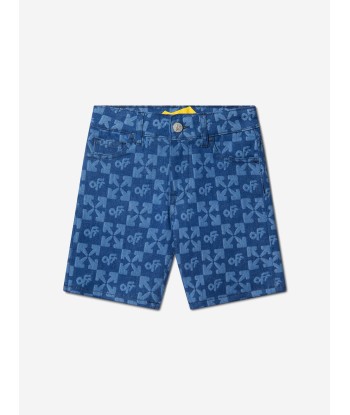 Off-White Boys Organic Cotton Denim Monogram Shorts Découvrez la collection