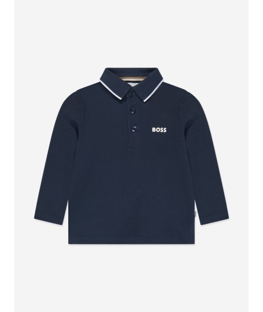 BOSS Baby Boys Long Sleeve Polo Shirt in Navy Par le système avancé 