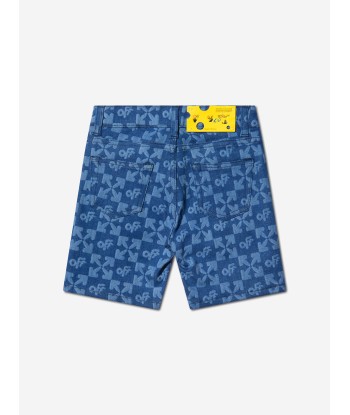 Off-White Boys Organic Cotton Denim Monogram Shorts Découvrez la collection