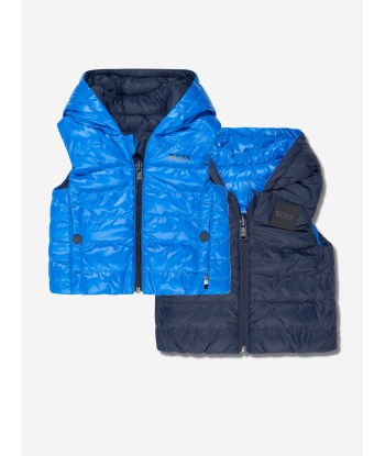 BOSS Baby Boys Reversible Puffer Gilet in Navy Les magasins à Paris