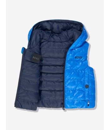 BOSS Baby Boys Reversible Puffer Gilet in Navy Les magasins à Paris