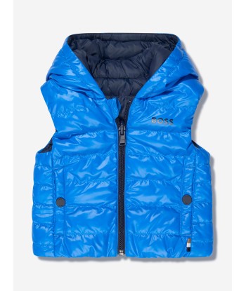 BOSS Baby Boys Reversible Puffer Gilet in Navy Les magasins à Paris