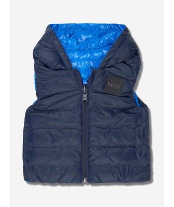 BOSS Baby Boys Reversible Puffer Gilet in Navy Les magasins à Paris