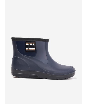 BOSS Boys Logo Wellies in Navy rembourrage situé sous