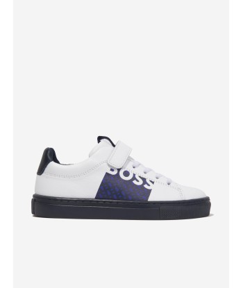 BOSS Boys Logo Trainers in White Faites des économies