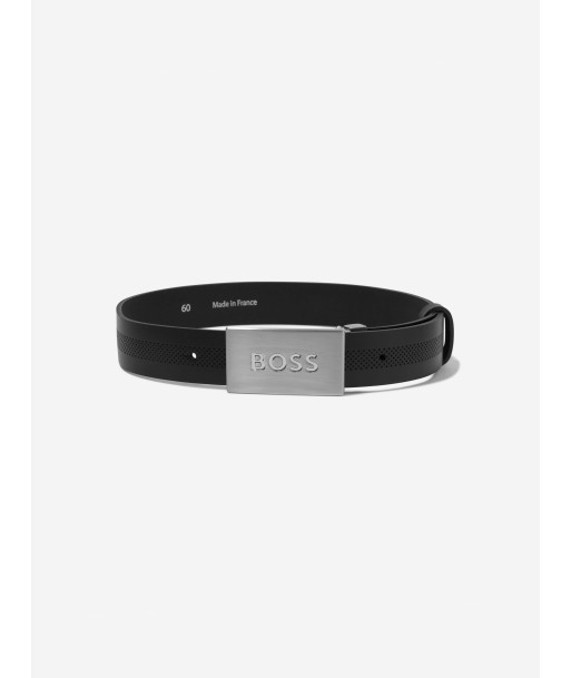 BOSS Boys Leather Belt in Black en stock