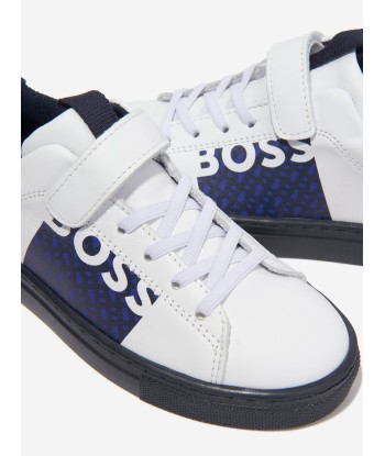 BOSS Boys Logo Trainers in White Faites des économies