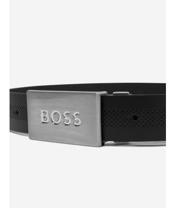 BOSS Boys Leather Belt in Black en stock