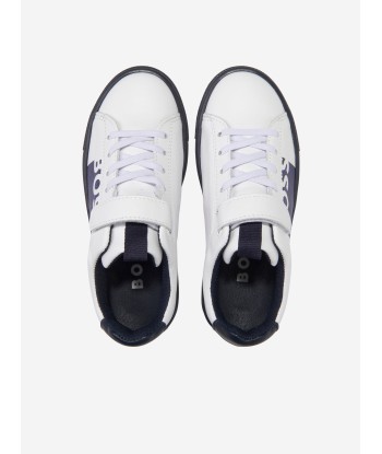 BOSS Boys Logo Trainers in White Faites des économies