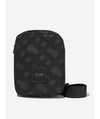 BOSS Boys Monogram Pouch Bag in Black le des métaux précieux