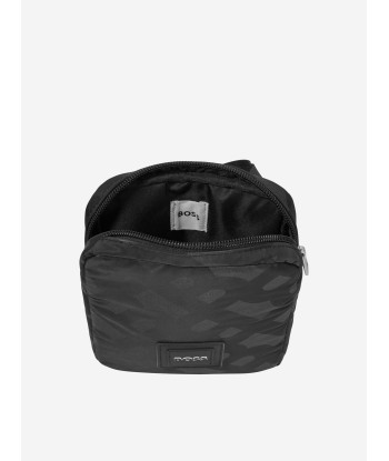 BOSS Boys Monogram Pouch Bag in Black le des métaux précieux