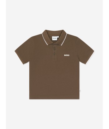 BOSS Boys Logo Print Polo Shirt in Brown Comparez plus de prix