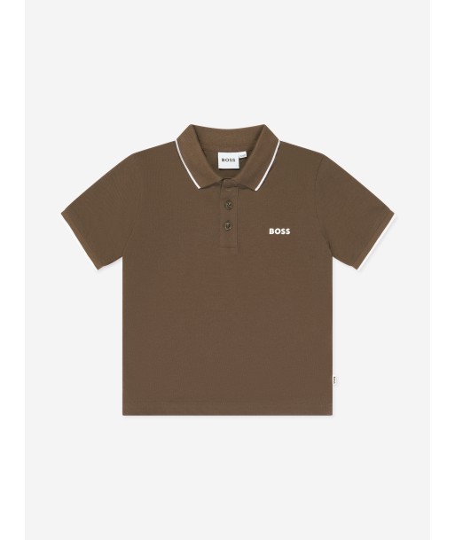 BOSS Boys Logo Print Polo Shirt in Brown Comparez plus de prix