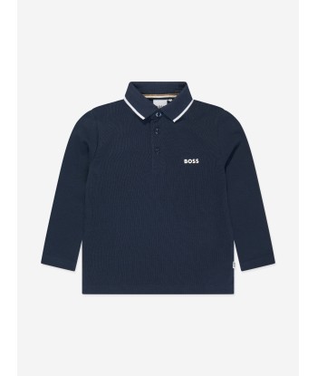 BOSS Boys Long Sleeve Polo Shirt in Navy Pour