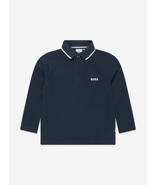 BOSS Boys Long Sleeve Polo Shirt in Navy Pour