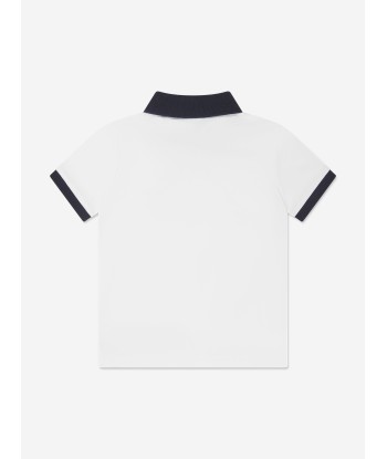 BOSS Boys Contrast Collar Polo Shirt in White Venez acheter